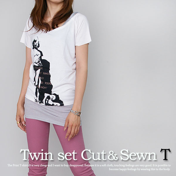【SALE】アンサンブルツインプリントTシャツ(7931-1282) 【SALE】アンサンブルツインプリントTシャツ(7931-1282)